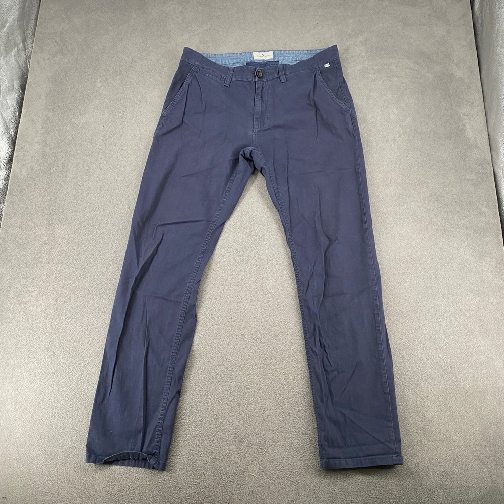 Tom Tailor Travis Slim Chino Pants Navy Blue Mens 33x32 Cotton Stretch Trousers
